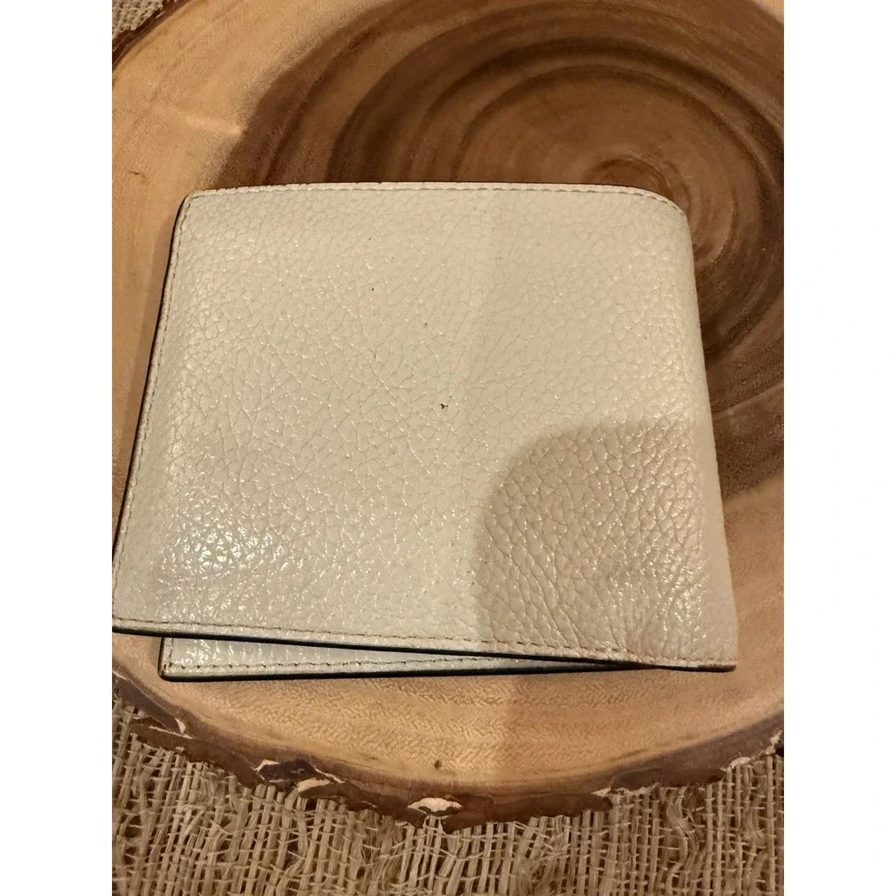 Coach Men's Ivory Pebbled Bifold Wallet with ID Window & Card Slots - 3 in 1